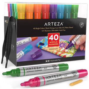 Acrylic Markers Set of 40 Bright Colors